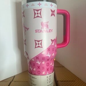 Stanley Pink and White LV Travel Mug